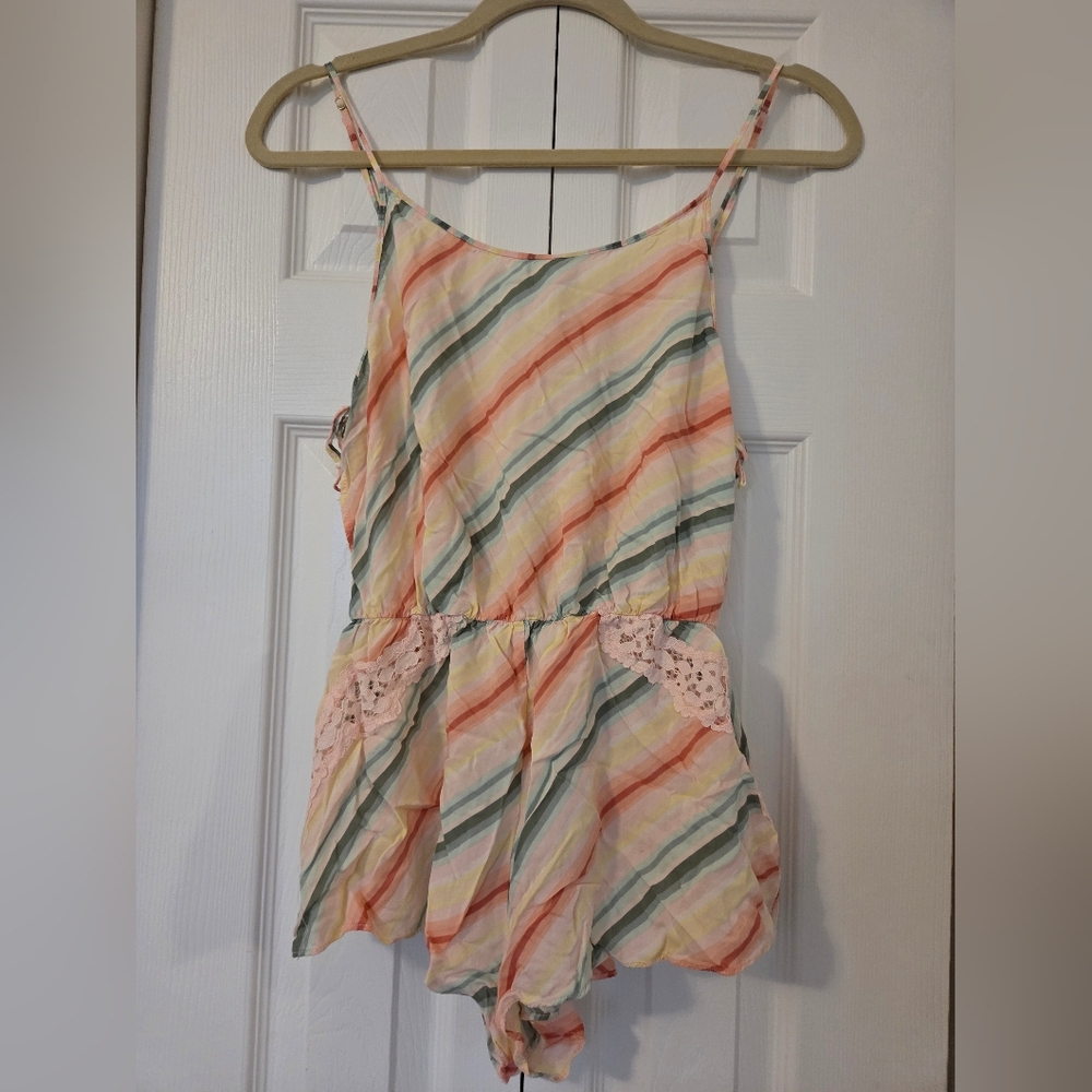 Victoria's Secret Multicolor Striped Romper Sleepwear Small 0/2